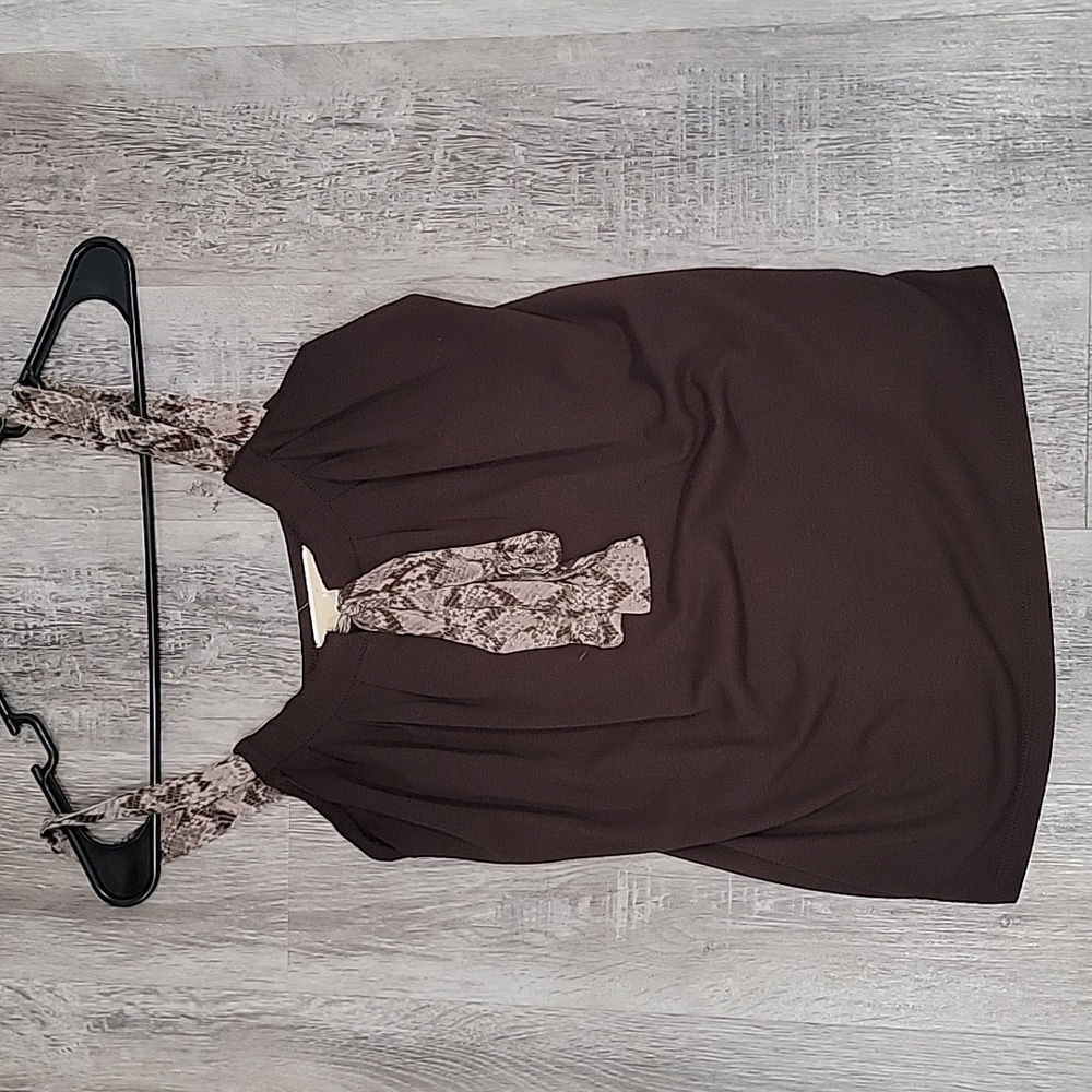 Michael Kors Brown Tank Top with Lace Accents